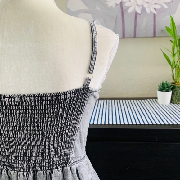 Frenchi Gray Acid Wash Denim Cami Skater Dress (F) - Picture 7 of 7